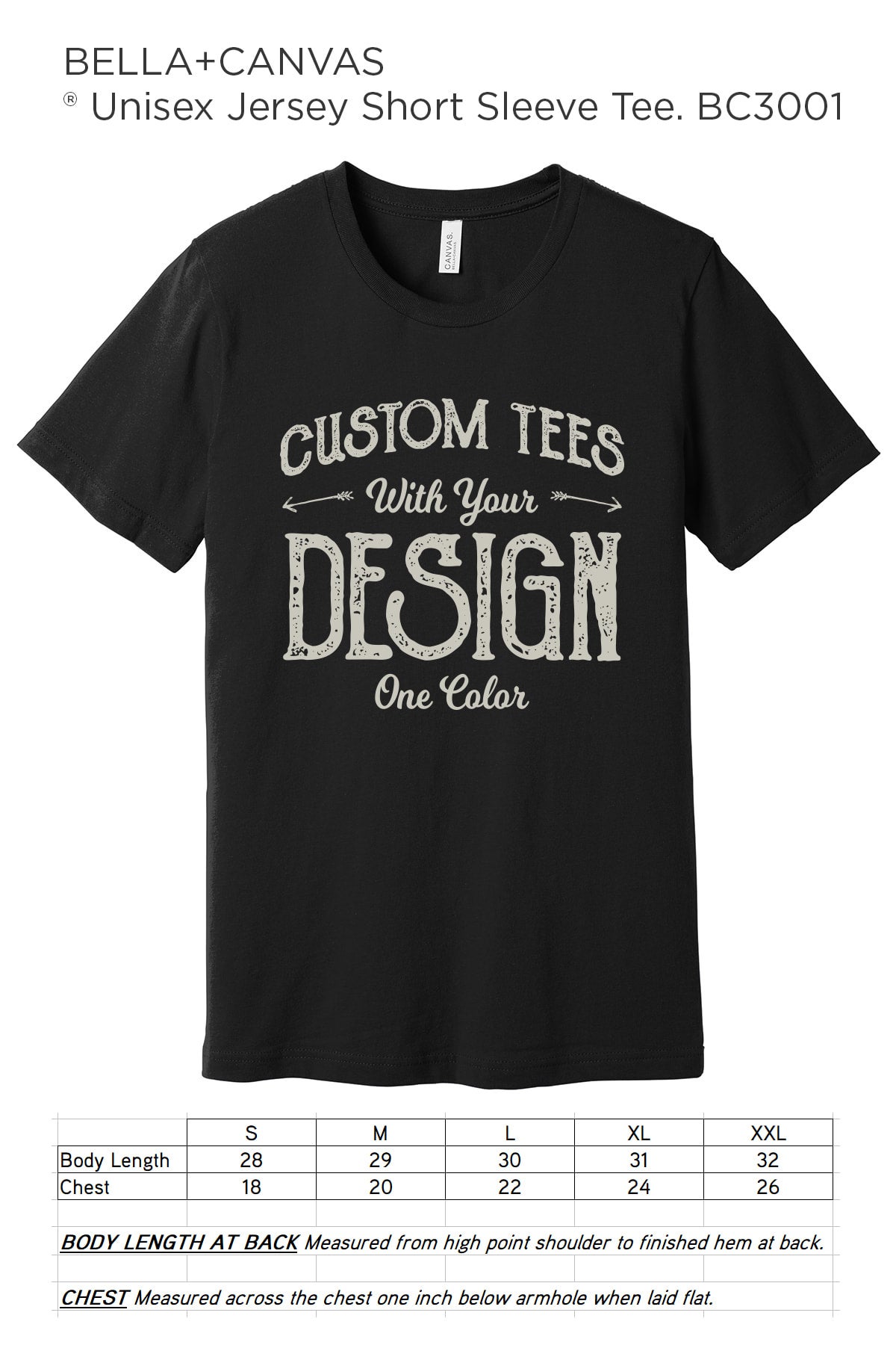 CUSTOM SHIRTS WITH 1 COLOR INK - BELLA CANVAS 3001
